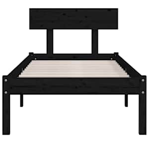 Rám postele černý masivní dřevo 75 x 190 cm malé jednolůžko - obrázek 4