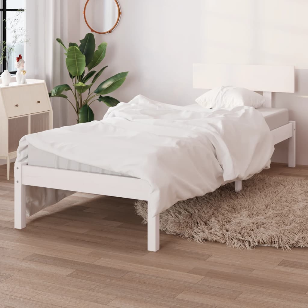 vidaXL Rama ��ka, bia�a, lite drewno sosnowe, 90x190 cm, pojedyncza