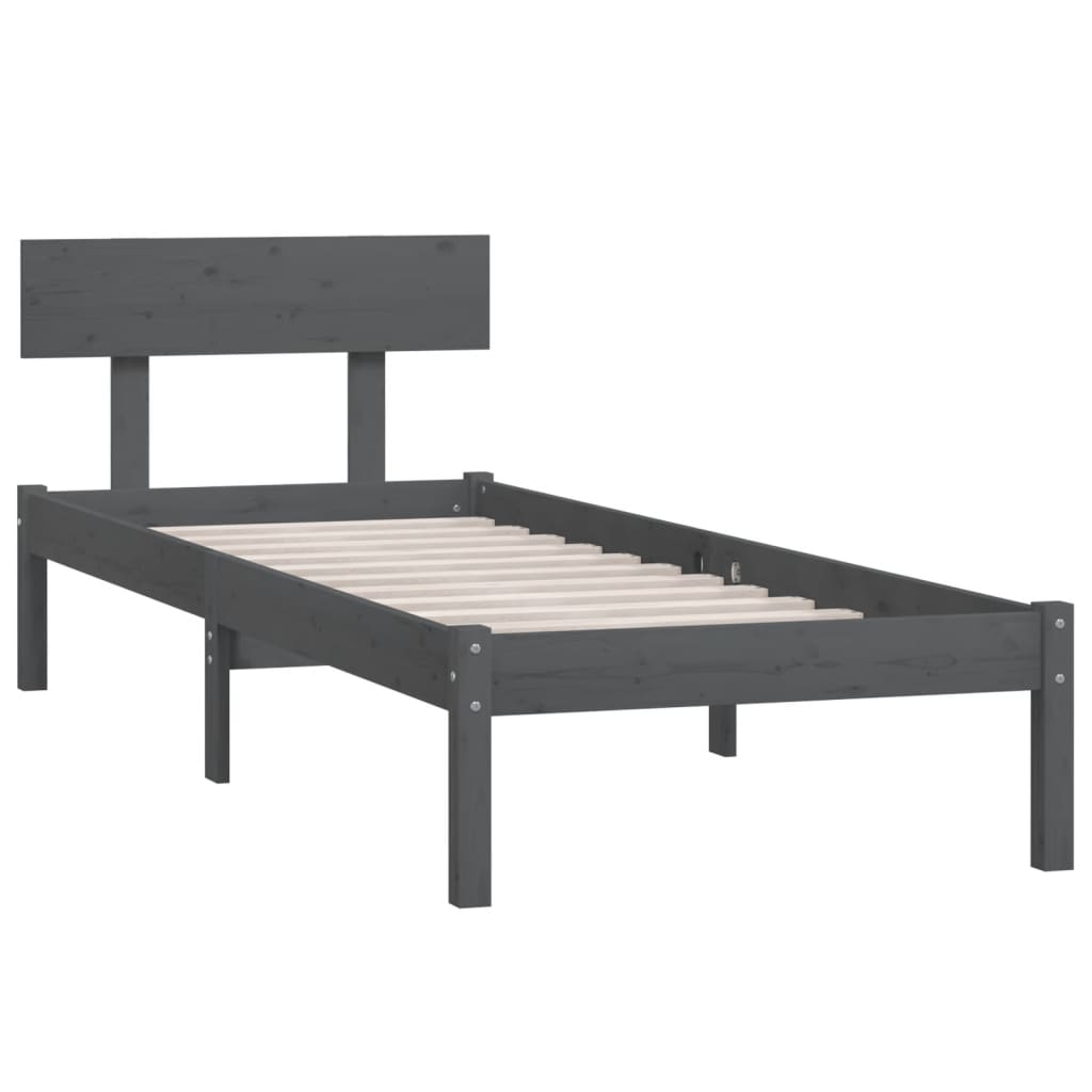 vidaXL Bedframe massief grenenhout grijs 90x190 cm UK Single