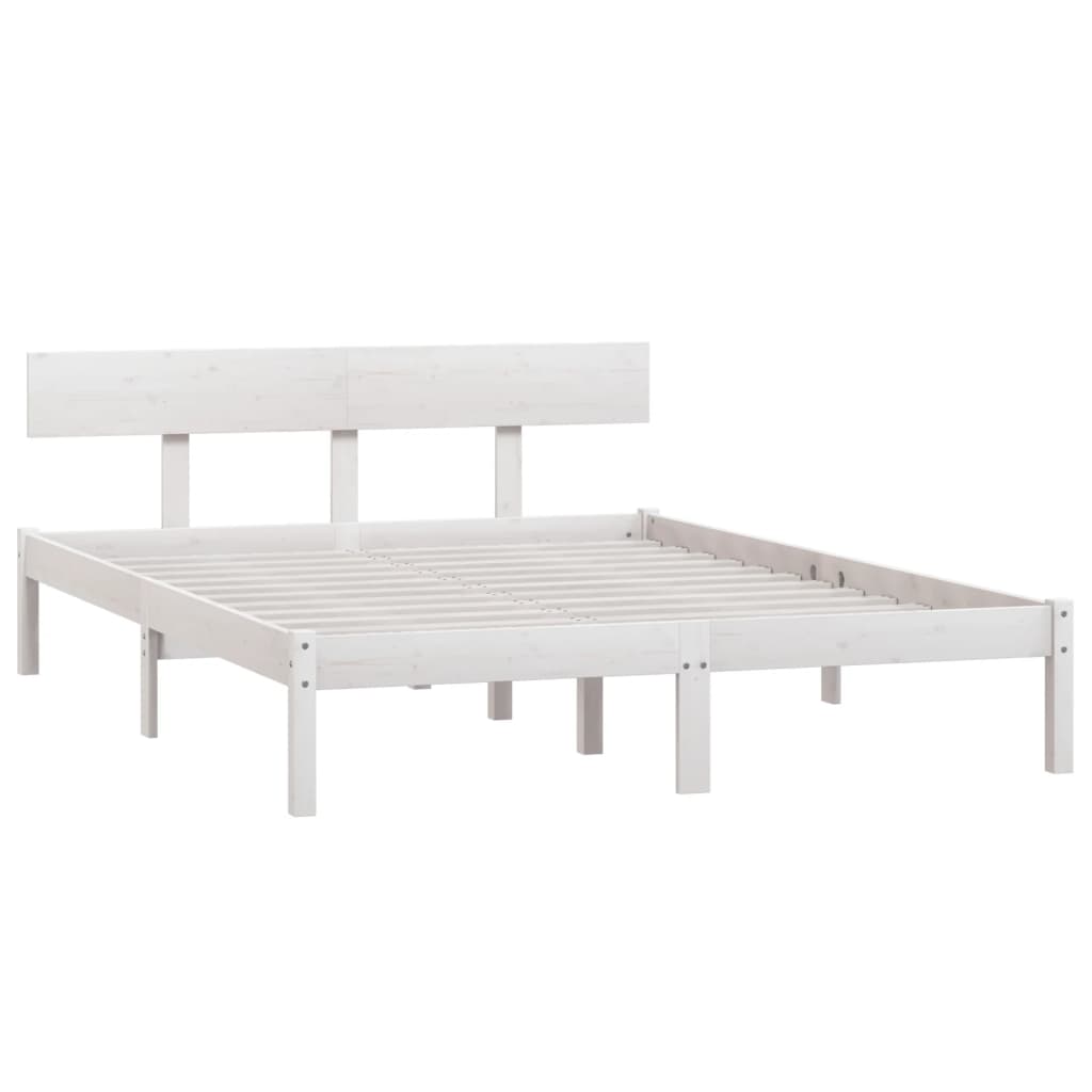vidaXL Bedframe massief hout wit 120x190 cm afbeelding