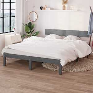 Posteljni okvir siv iz trdnega lesa 120x190 cm