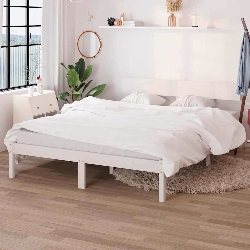 vidaXL Sängram massiv furu 135x190 cm UK dubbel