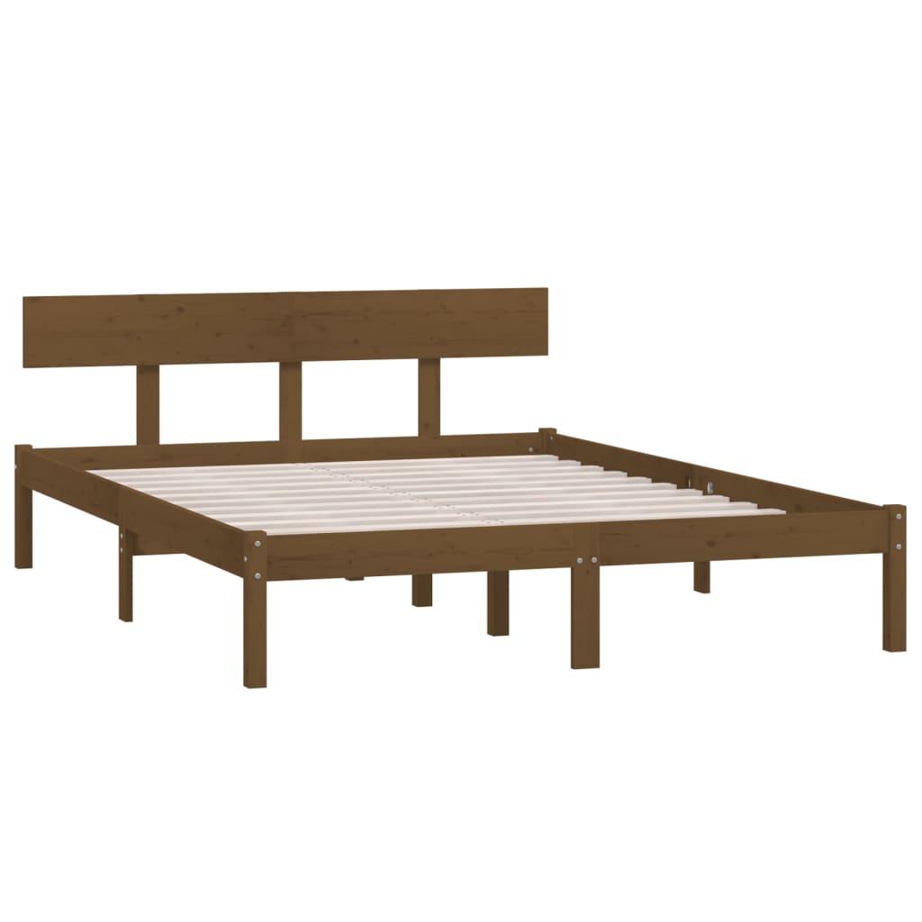 vidaXL Bed Frame without Mattress Honey Brown Solid Wood Pine Double