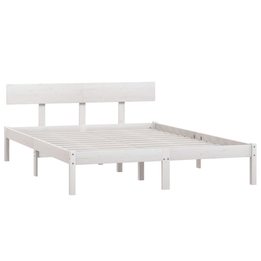 vidaXL Bedframe massief grenenhout wit 140x190 cm