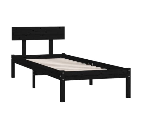 vidaXL Bed Frame without Mattress Black Solid Wood 100x200 cm