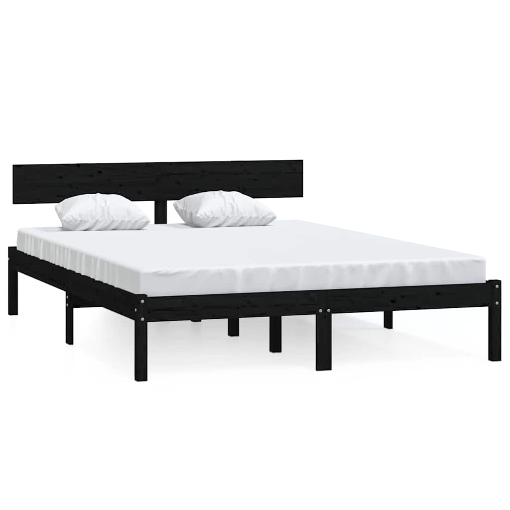 vidaXL Bedframe massief grenenhout zwart 120x200 cm, foto 3