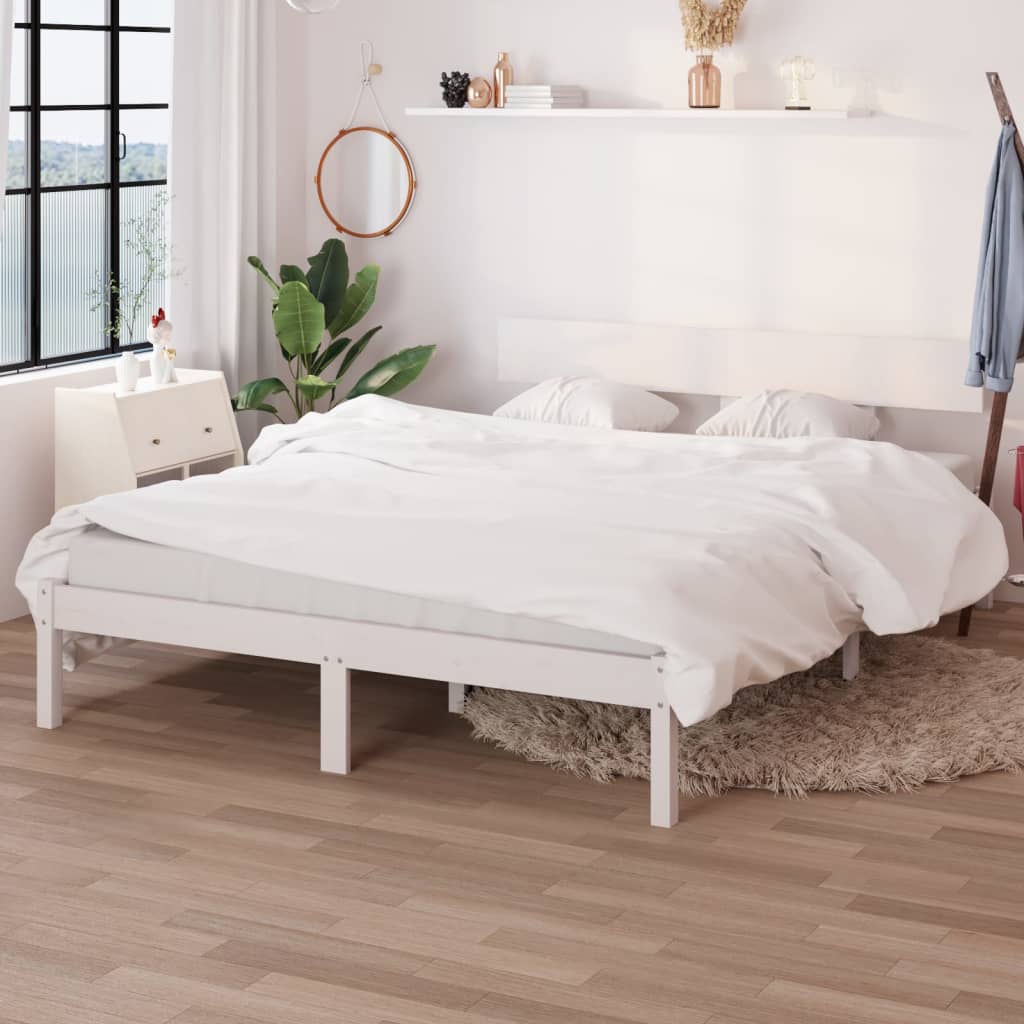 vidaXL Rama ka, biaa, lite drewno sosnowe, 140 x 200 cm