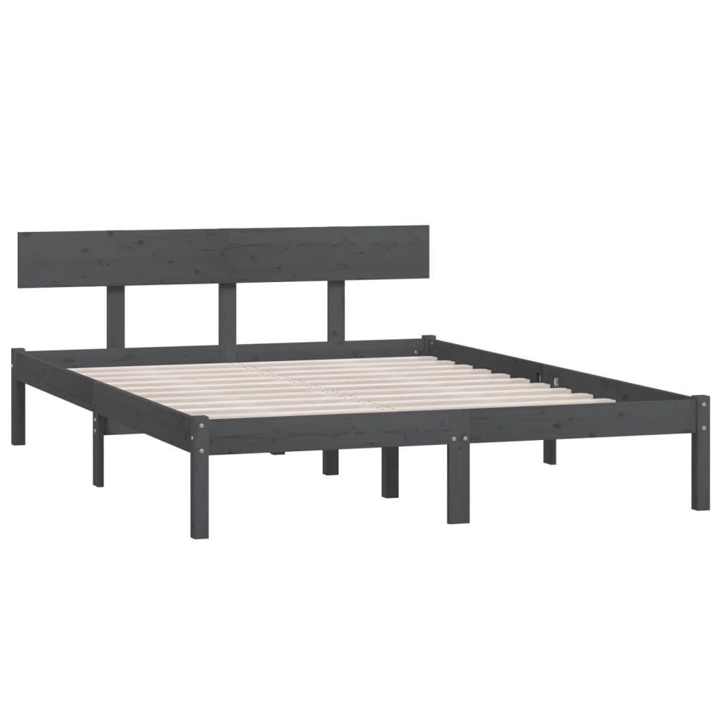 vidaXL Bedframe massief grenenhout grijs 140x200 cm afbeelding