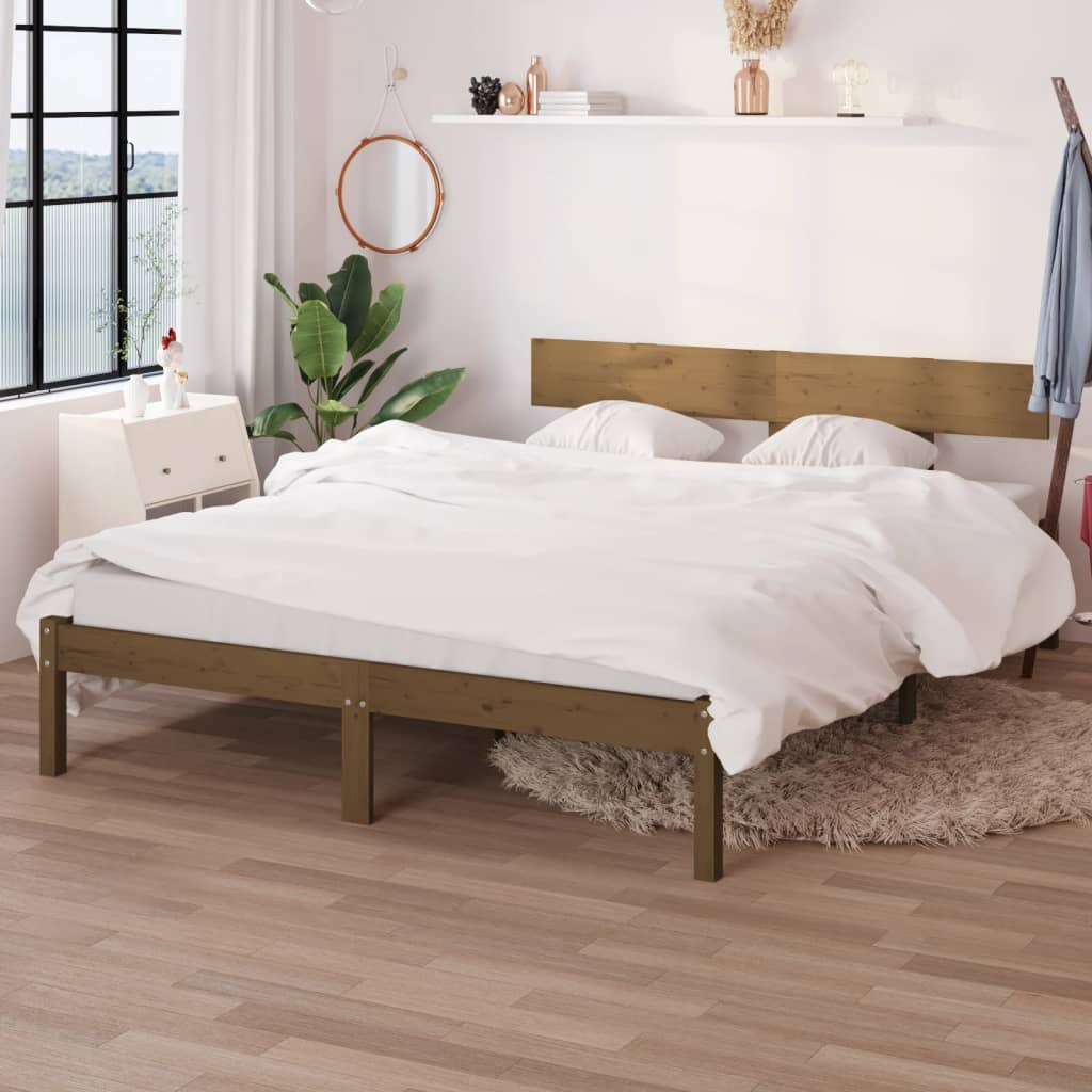 Estructura de cama madera maciza pino marrón miel 140x200 cm