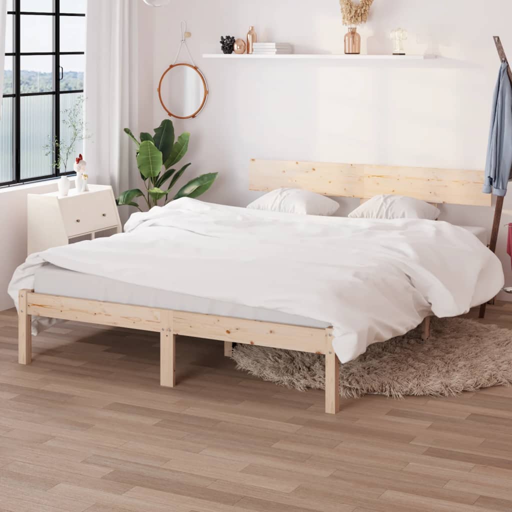 Estructura de cama madera maciza de pino King 150x200 cm