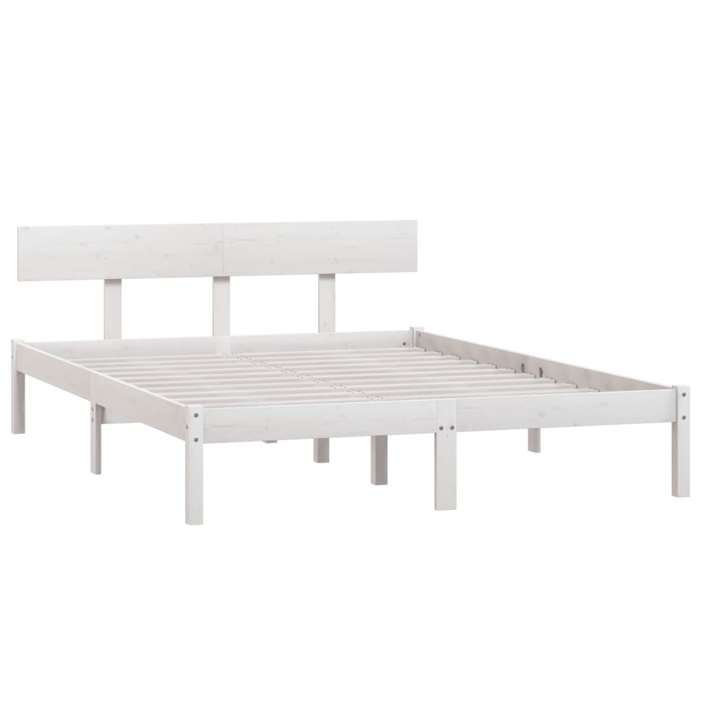 vidaXL Bedframe massief grenenhout wit 150x200 cm afbeelding