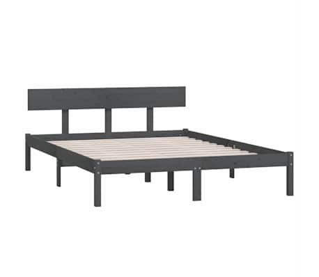 vidaXL Sengeramme gr&aring; heltre furu 150x200 cm King Size
