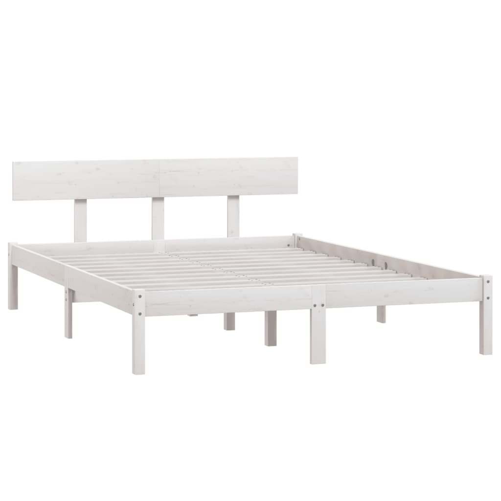 vidaXL Bedframe massief grenenhout wit 160x200 cm afbeelding