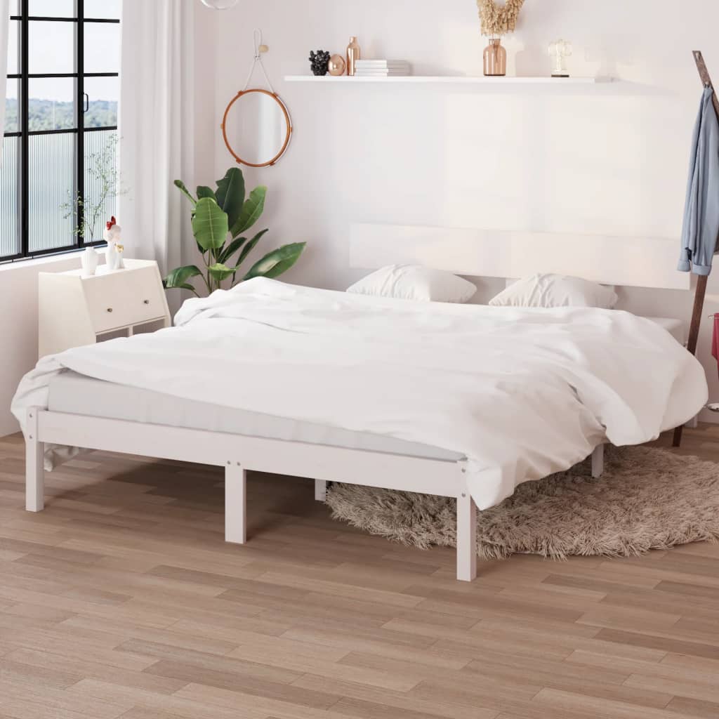 vidaXL Rama ��ka, bia�a, lite drewno sosnowe, 160 x 200 cm
