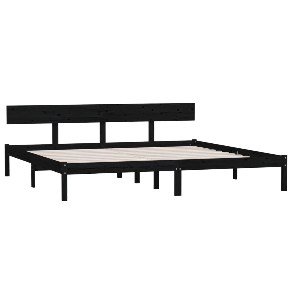 vidaXL Bedframe massief grenenhout zwart 180x200 cm afbeelding