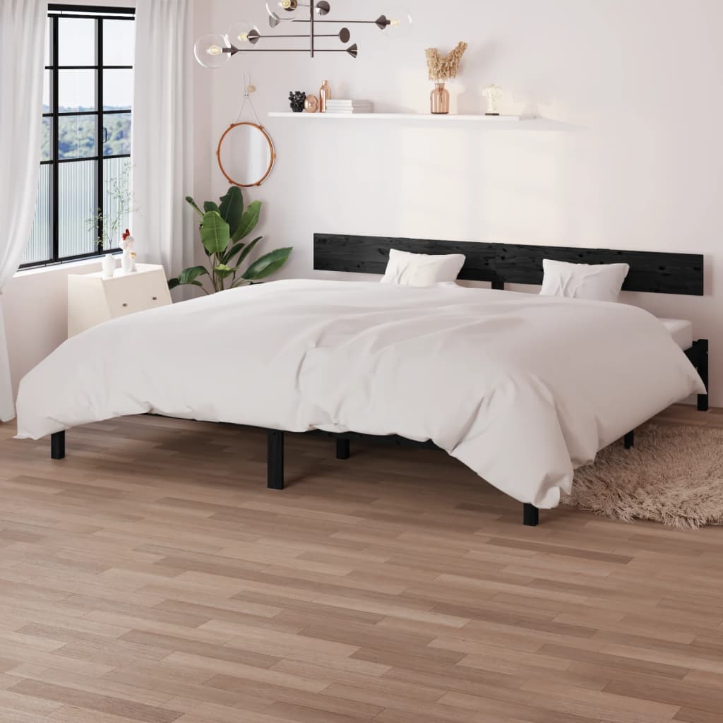 vidaXL Rama ��ka, czarna, lite drewno sosnowe, 180x200 cm