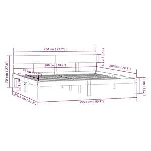 Rám postele bílý masivní dřevo borovice 200 x 200 cm - obrázek 9