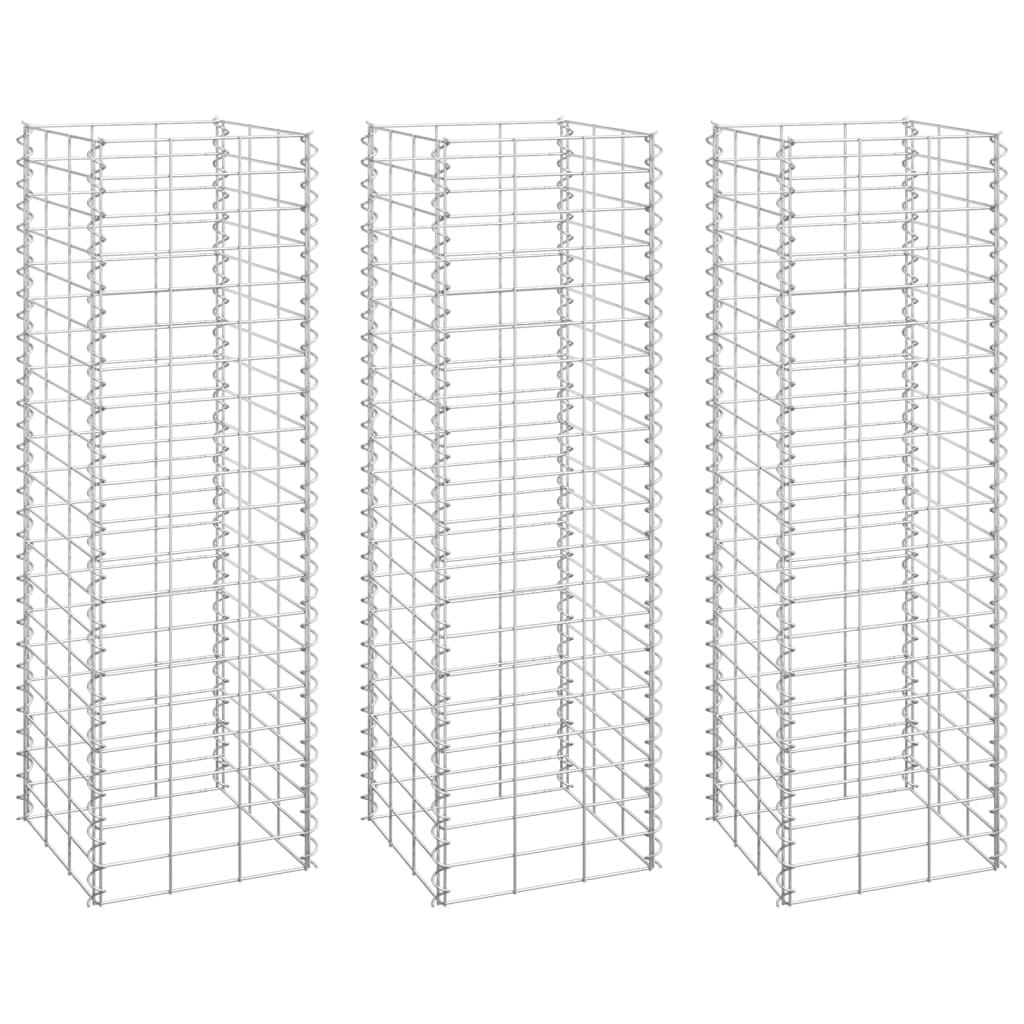 vidaXL Gabionové vyvýšené záhony 3 ks 30 x 30 x 100 cm železo