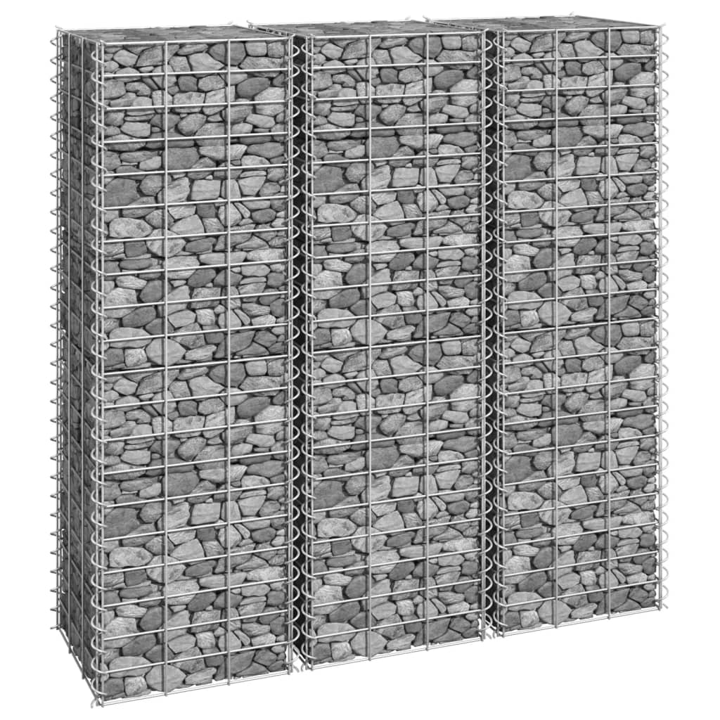 vidaXL Straturi înălțate de gabioane, 3 buc., 30x30x100 cm, fier vidaxl.ro