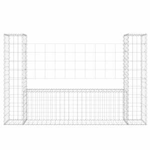 Gabionový koš ve tvaru U se 2 sloupky železo 140 x 20 x 100 cm - obrázek 3