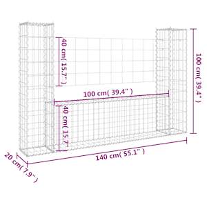 Gabionový koš ve tvaru U se 2 sloupky železo 140 x 20 x 100 cm - obrázek 6