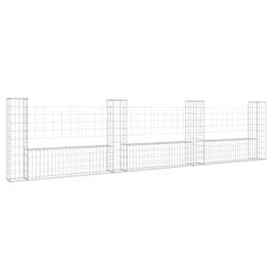 Gabionový koš ve tvaru U se 4 sloupky železo 380 x 20 x 100 cm - obrázek 2