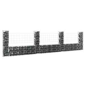 Gabionový koš ve tvaru U se 4 sloupky železo 380 x 20 x 100 cm - obrázek 1