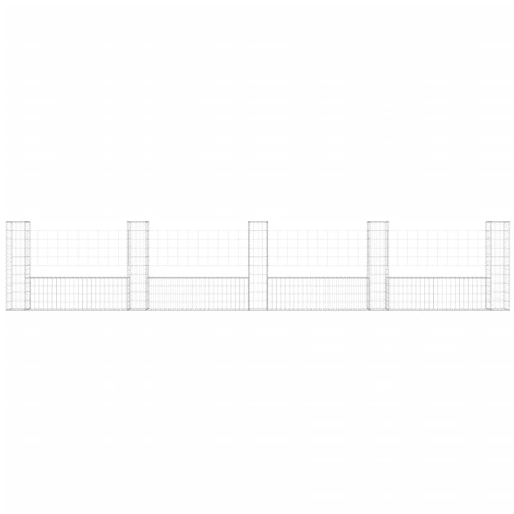 vidaXL Železný gabiónový kôš v tvare U s 5 stĺpmi 500x20x100 cm