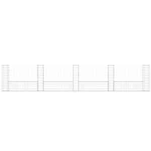 Gabionový koš ve tvaru U s 5 sloupky železo 500 x 20 x 100 cm - obrázek 3