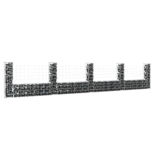 Gabionový koš ve tvaru U s 5 sloupky železo 500 x 20 x 100 cm - obrázek 1