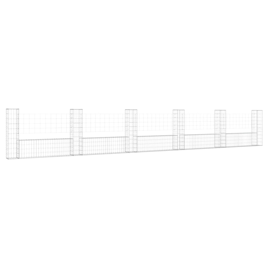 vidaXL GabionovĂ˝ koĹˇ ve tvaru U se 6 sloupky Ĺľelezo 620 x 20 x 100 cm