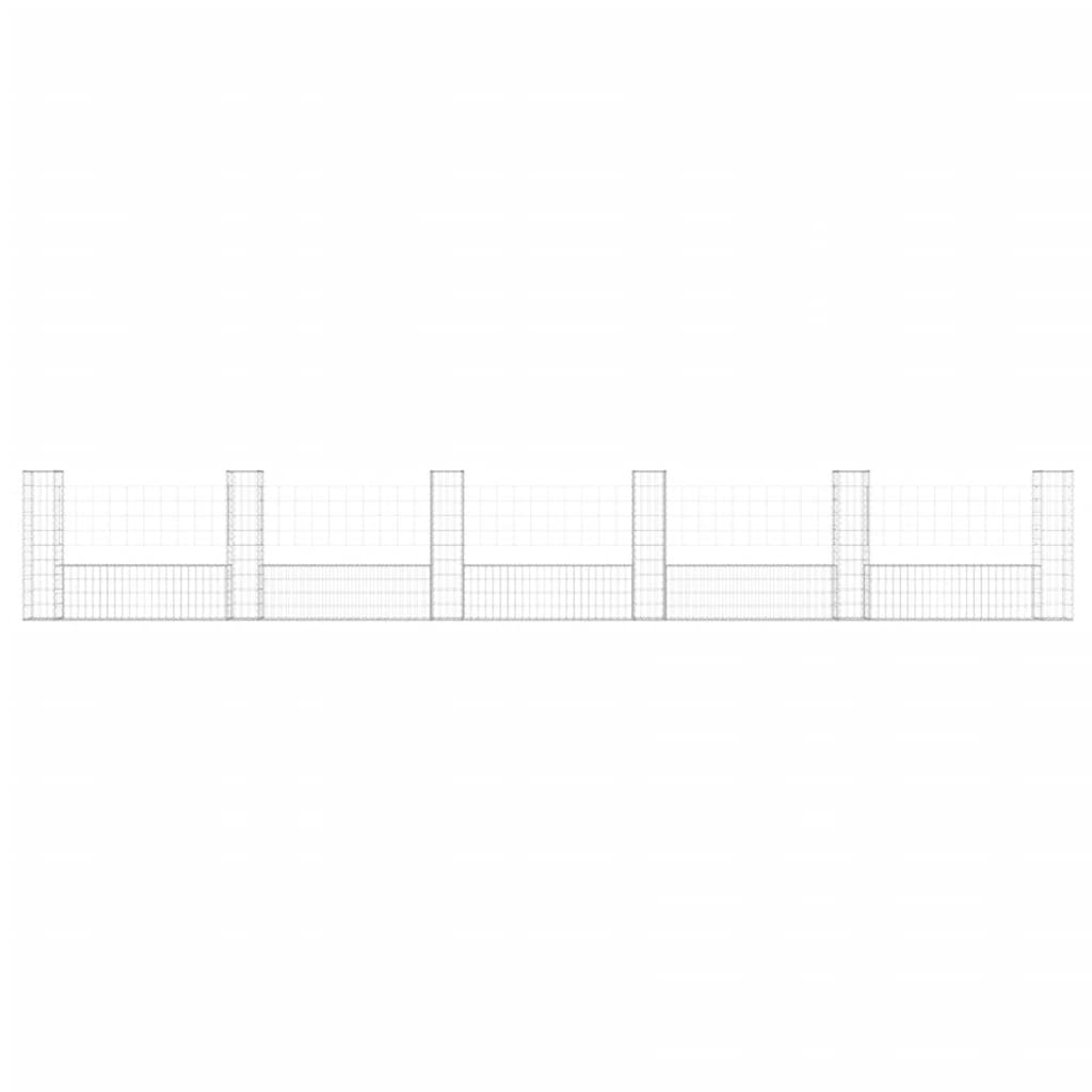 vidaXL Schanskorf U-vormig met 6 palen 620x20x100 cm ijzer afbeelding