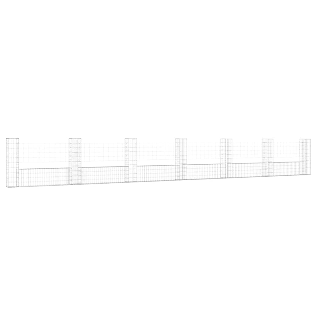 vidaXL Gabionový koš ve tvaru U se 7 sloupky železo 740 x 20 x 100 cm