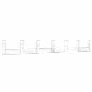 Gabionový koš ve tvaru U se 7 sloupky železo 740 x 20 x 100 cm - obrázek 2