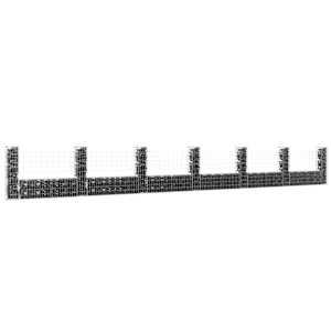 Gabionový koš ve tvaru U se 7 sloupky železo 740 x 20 x 100 cm - obrázek 1