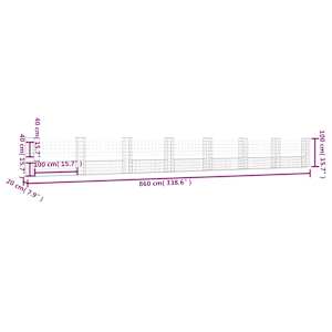 Gabionový koš ve tvaru U s 8 sloupky železo 860 x 20 x 100 cm - obrázek 6