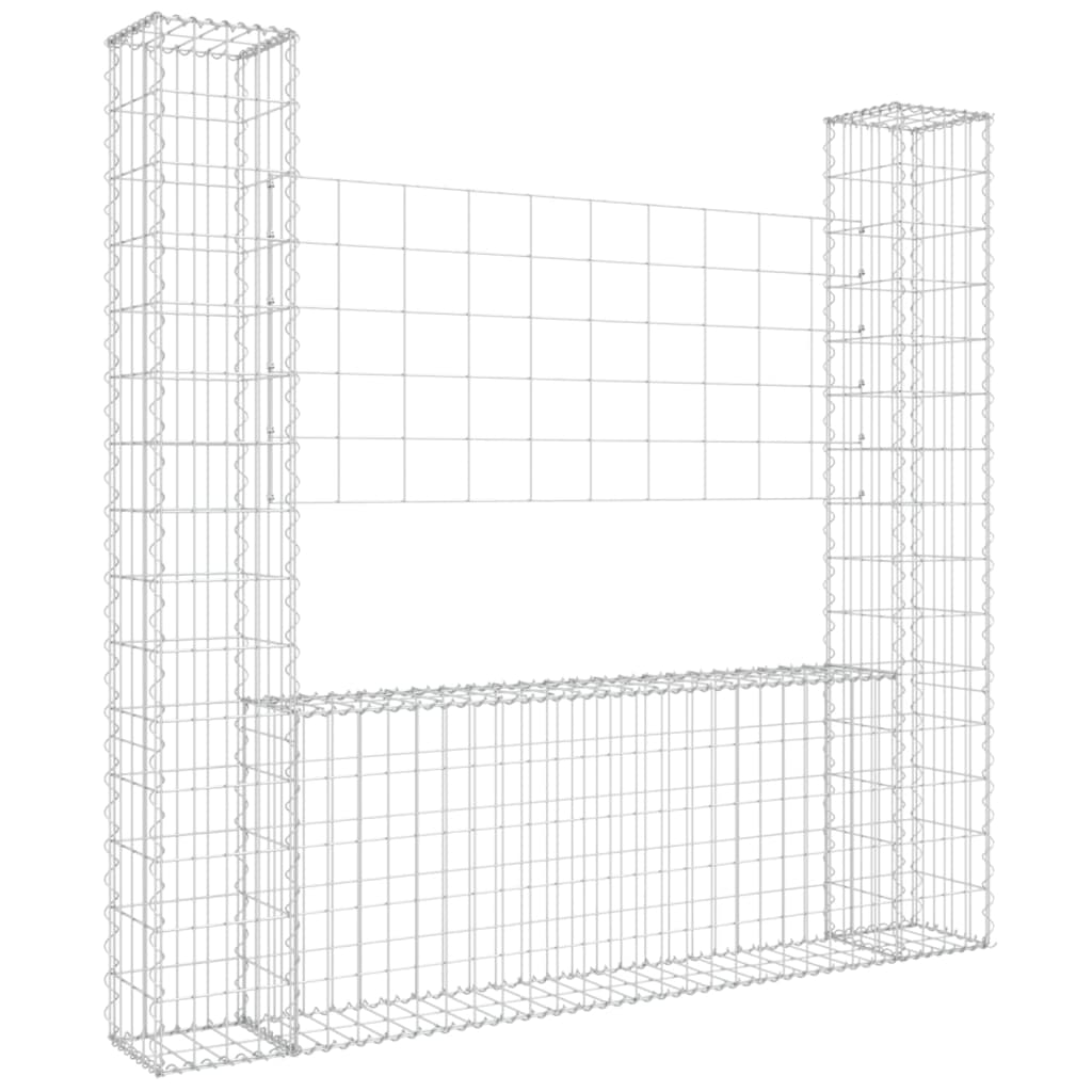 vidaXL Gabion košara U-oblike z 2 stebroma železo 140x20x150 cm