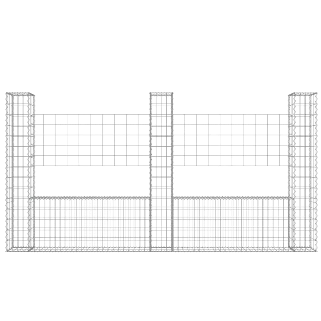 vidaXL Coș gabion în formă de U cu 3 stâlpi, 260x20x150 cm, fier