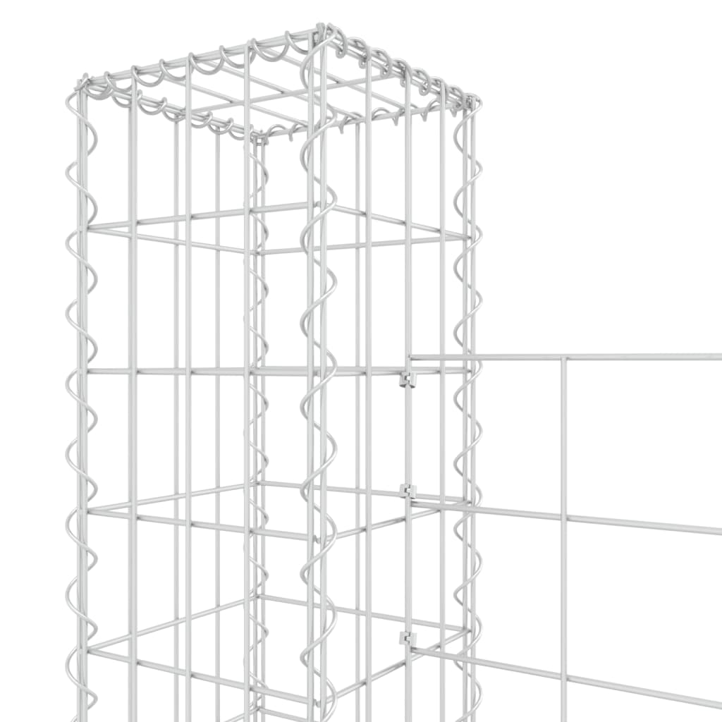 U-alakú vas gabionkosár 3 oszloppal 260 x 20 x 150 cm 