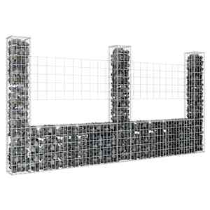 Gabion košara U-oblike s 3 stebri železo 260x20x150 cm