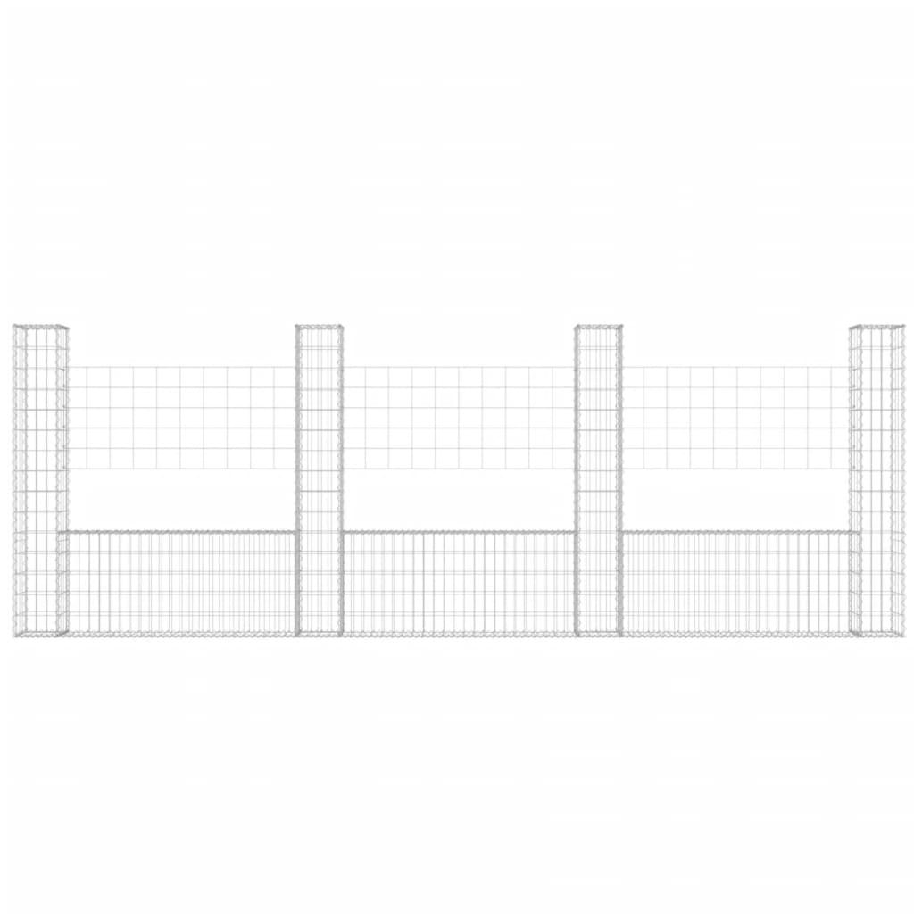 

vidaXL Schanskorf U-vormig met 4 palen 380x20x150 cm ijzer