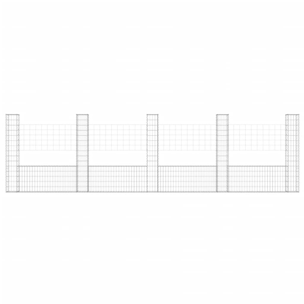 

vidaXL Schanskorf U-vormig met 5 palen 500x20x150 cm ijzer