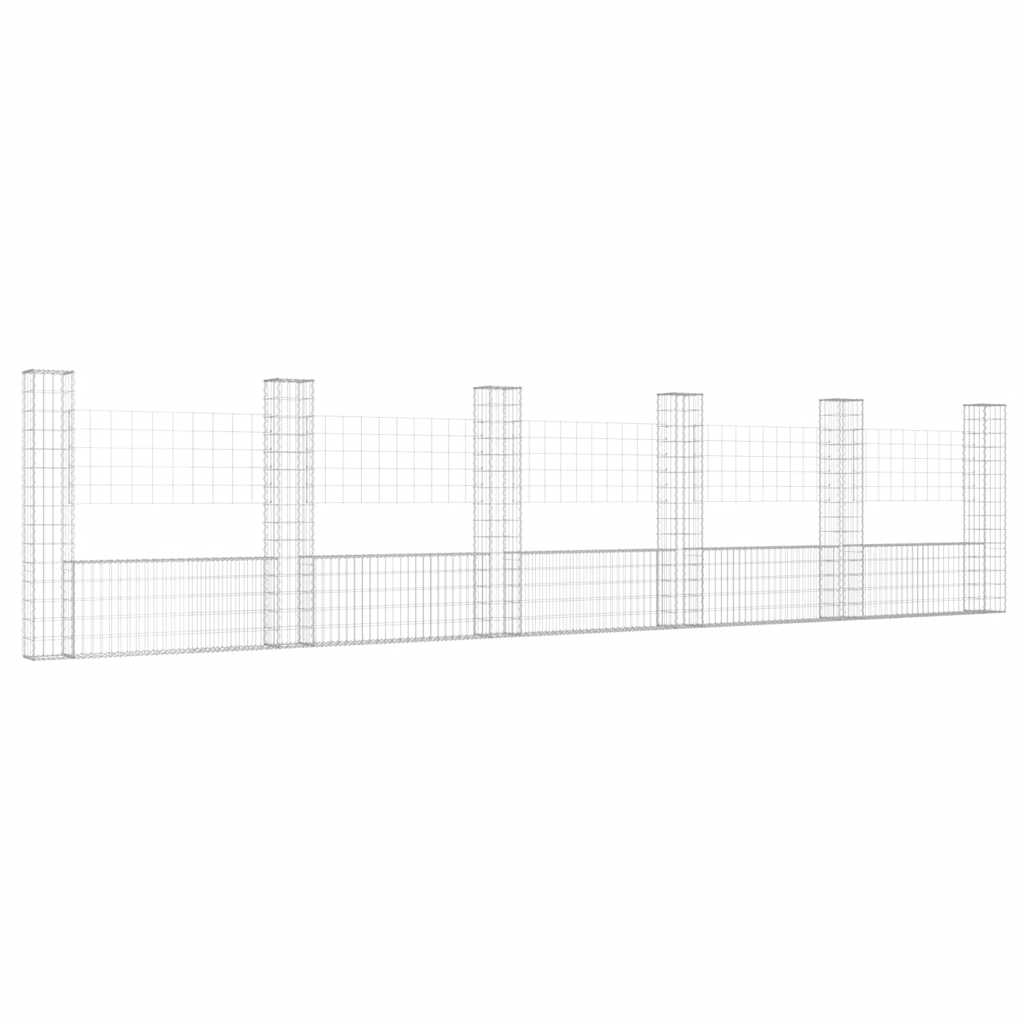 vidaXL Gabionový koš ve tvaru U se 6 sloupky železo 620 x 20 x 150 cm