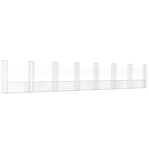 vidaXL U-kujuline gabioonkorv 8 postiga, raud, 860x20x150 cm