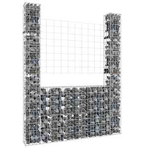Gabion košara U-oblike z 2 stebroma železo 140x20x200 cm