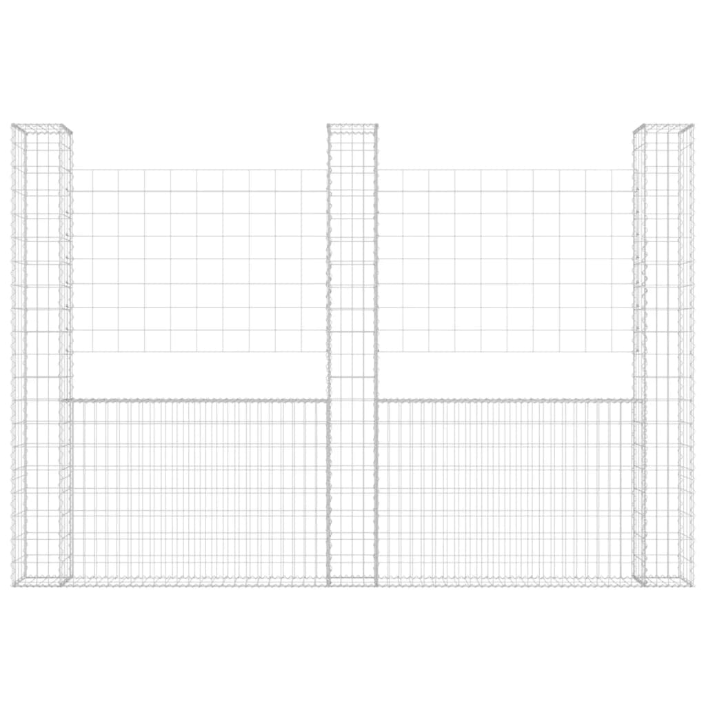 vidaXL Železný gabiónový kôš v tvare U s 3 stĺpmi 260x20x200 cm