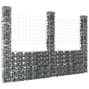 Gabion košara U-oblike s 3 stebri železo 260x20x200 cm