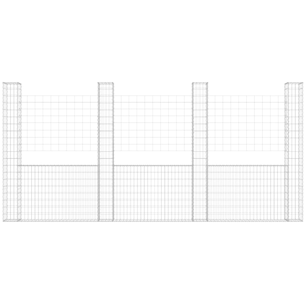 

vidaXL Schanskorf U-vormig met 5 palen 500x20x200 cm ijzer