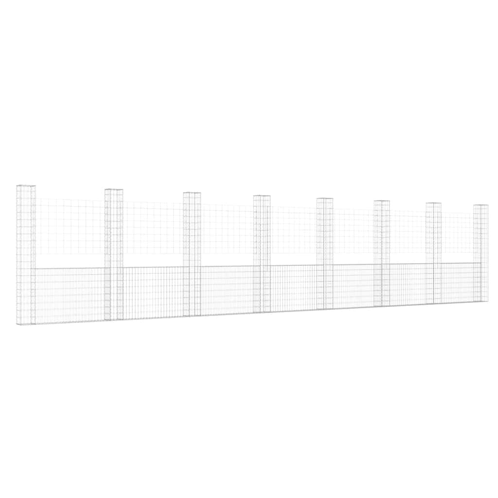 vidaXL Gabionový koš ve tvaru U s 8 sloupky železo 860 x 20 x 200 cm