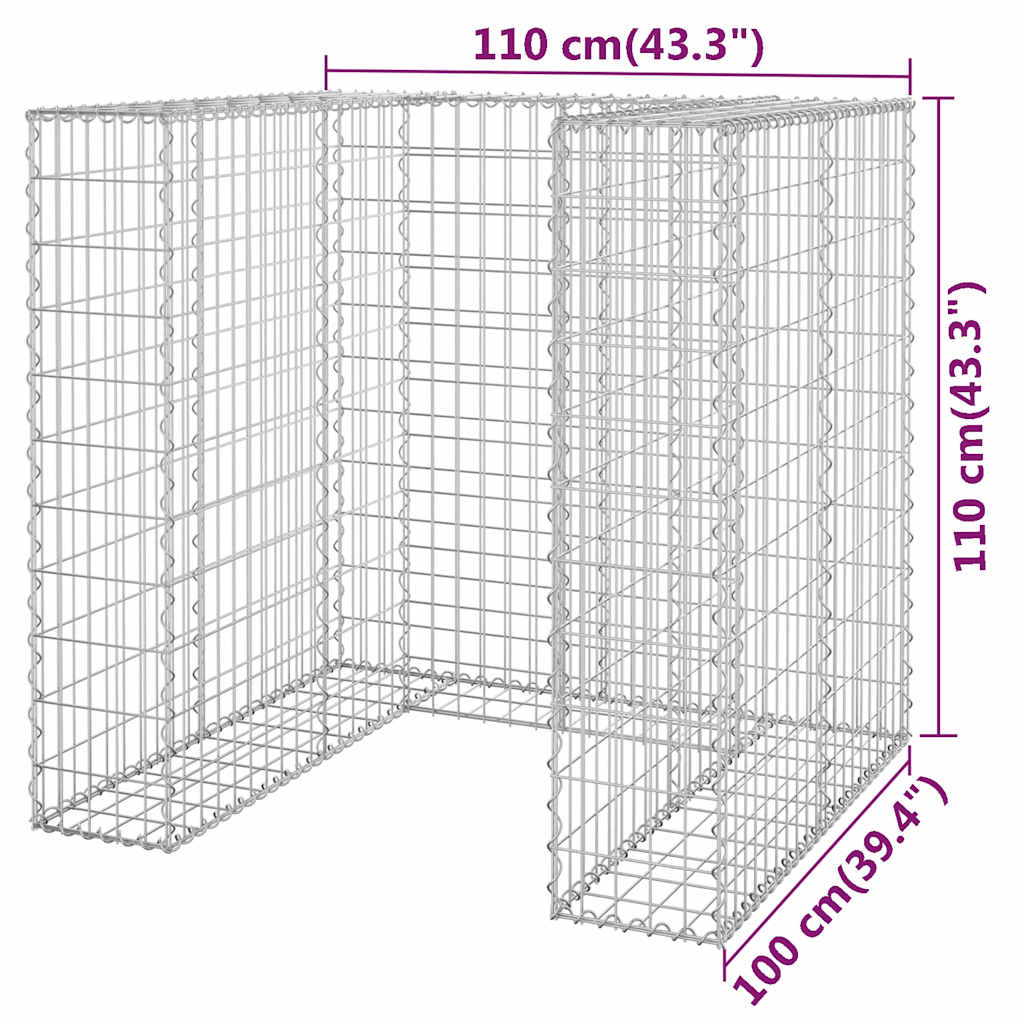 Gabion Wall for Garbage Bins Galvanized Steel Stone Basket Gabion Cage vidaXL - Picture 7 of 32